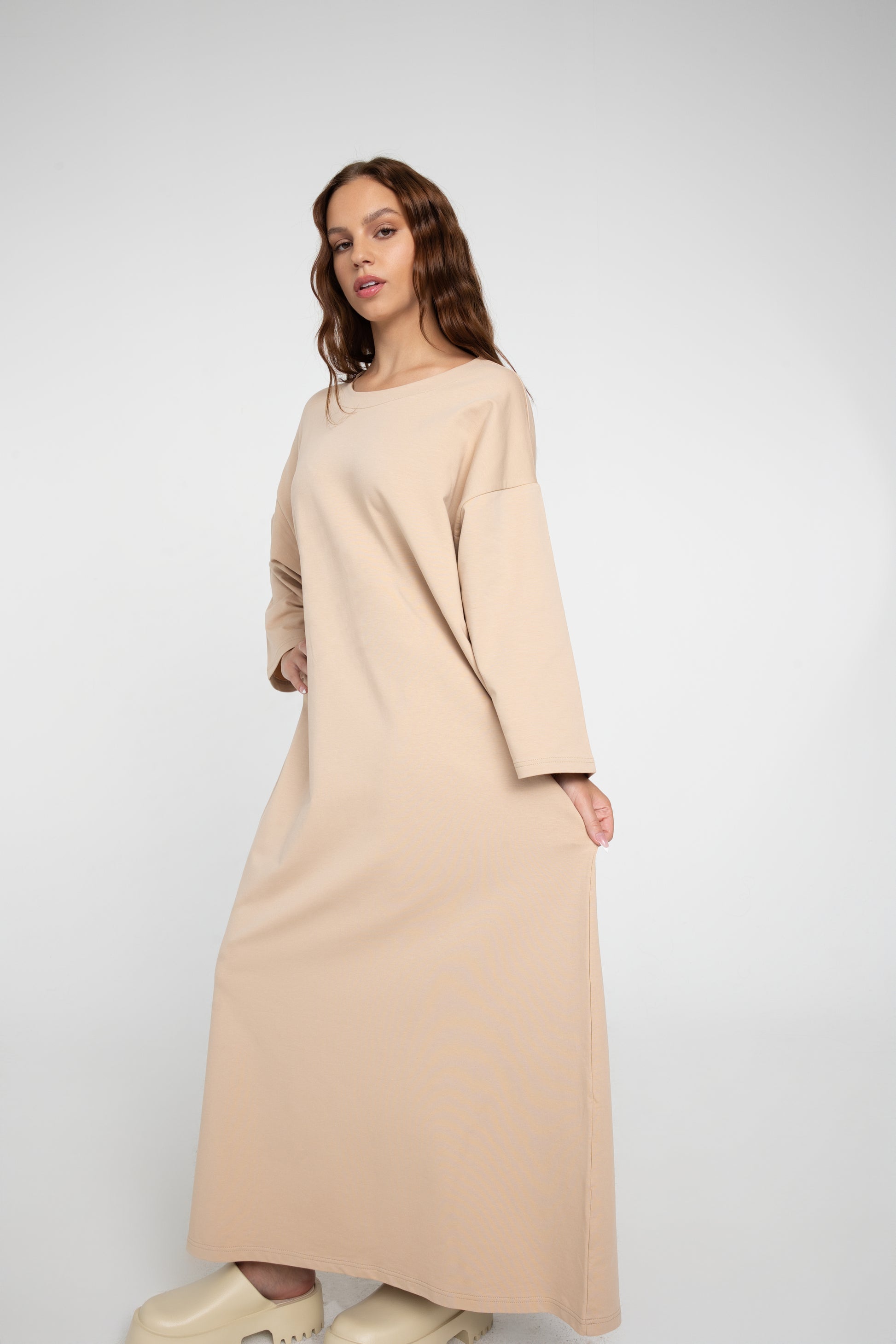 Oversized Maxi Shirt Dress Cream - Medium/Large / Cream Oversized Maxi Shirt Dress Cream - Medium/Large / Cream